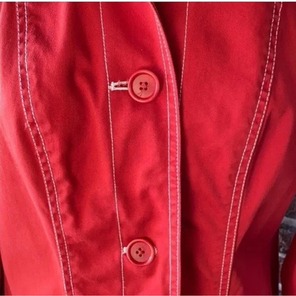 Vintage Stunning DKNYC Bold Orange Red Trench Coat - Picture 9 of 9